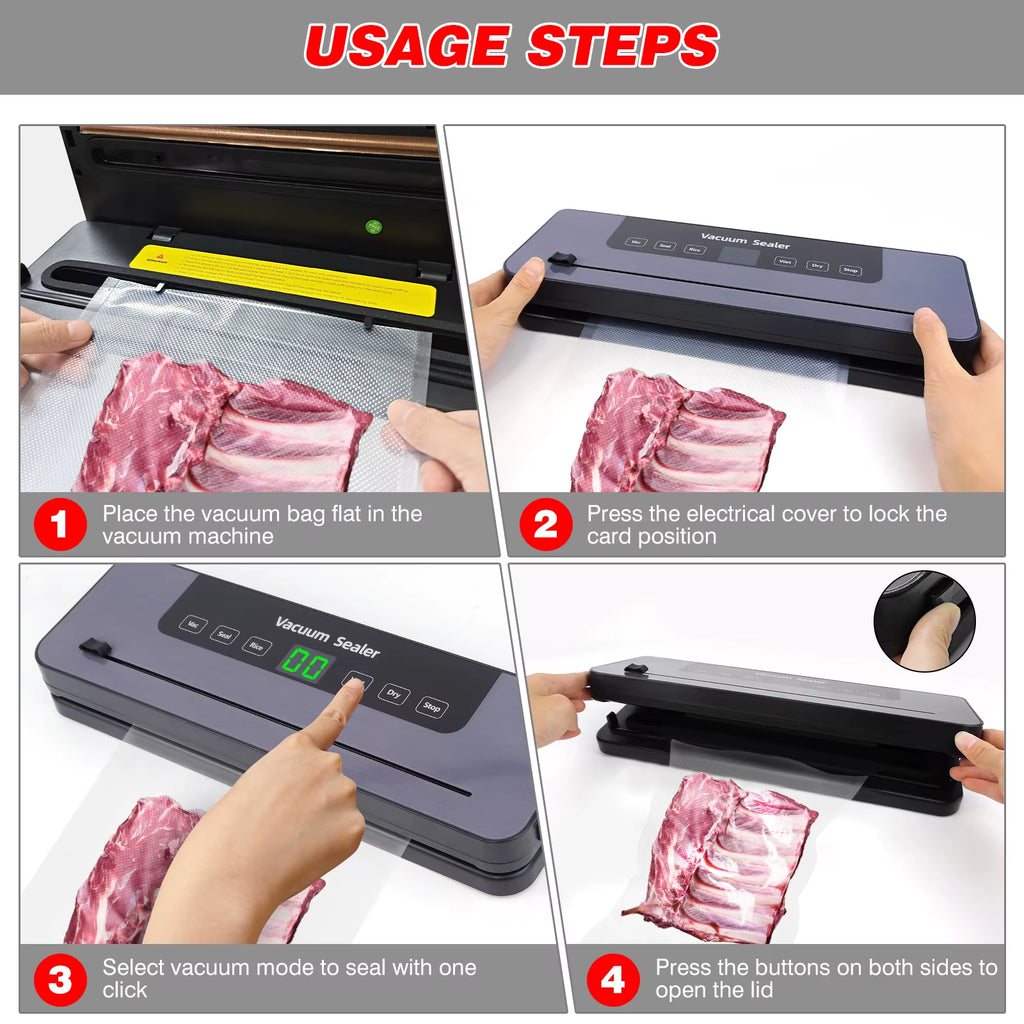 Vacuum Sealer, Food Sealing Machine with Built-In Cutter & Vacuum+10 Vacuum Bags