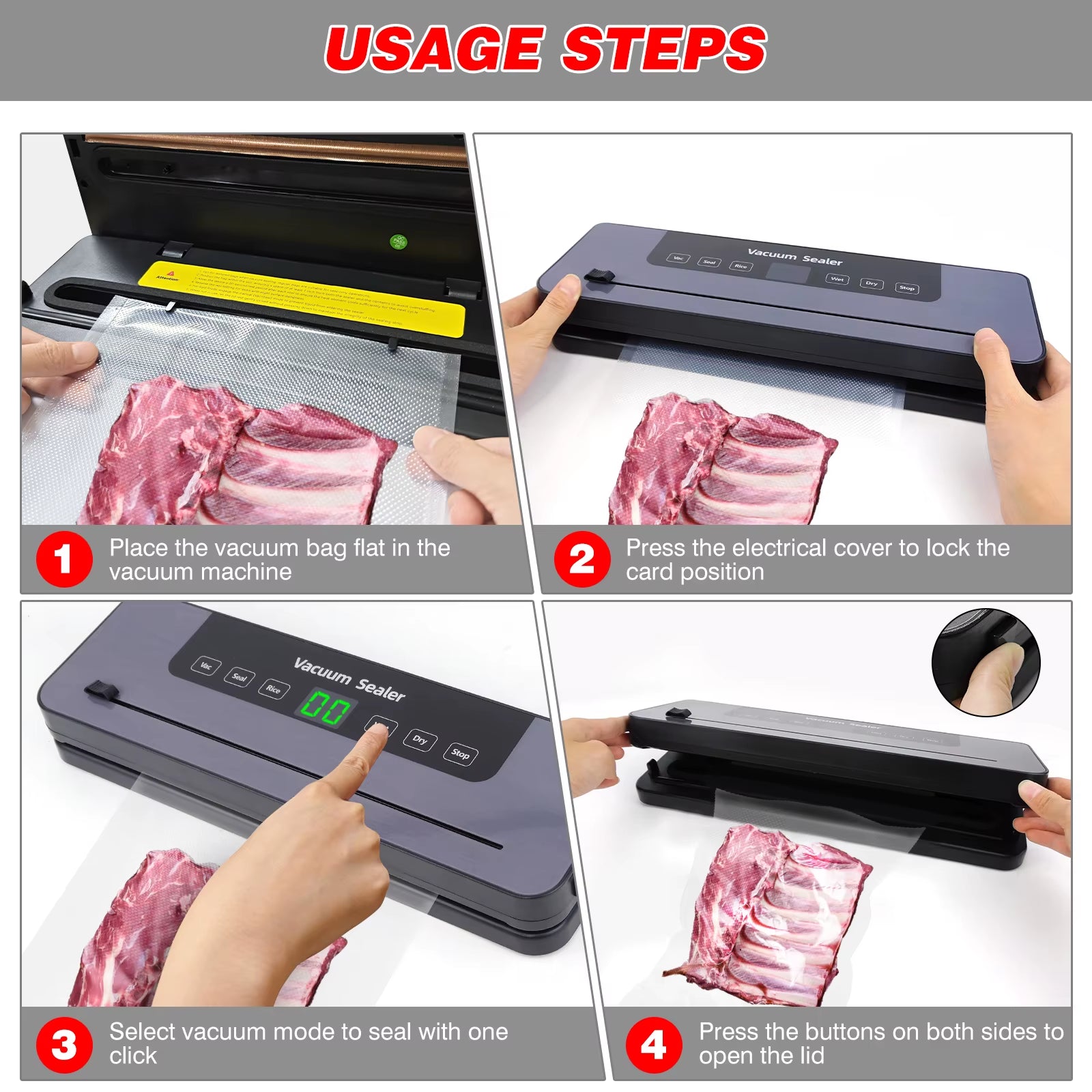Vacuum Sealer, Food Sealing Machine with Built-In Cutter & Vacuum+10 Vacuum Bags