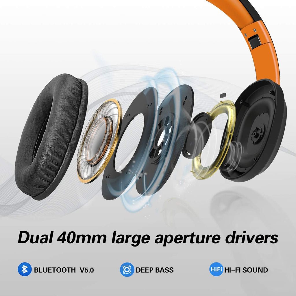 Worwoder Wireless Headphones over Ear, 80 Hours Playtime Bluetooth Headphones, H