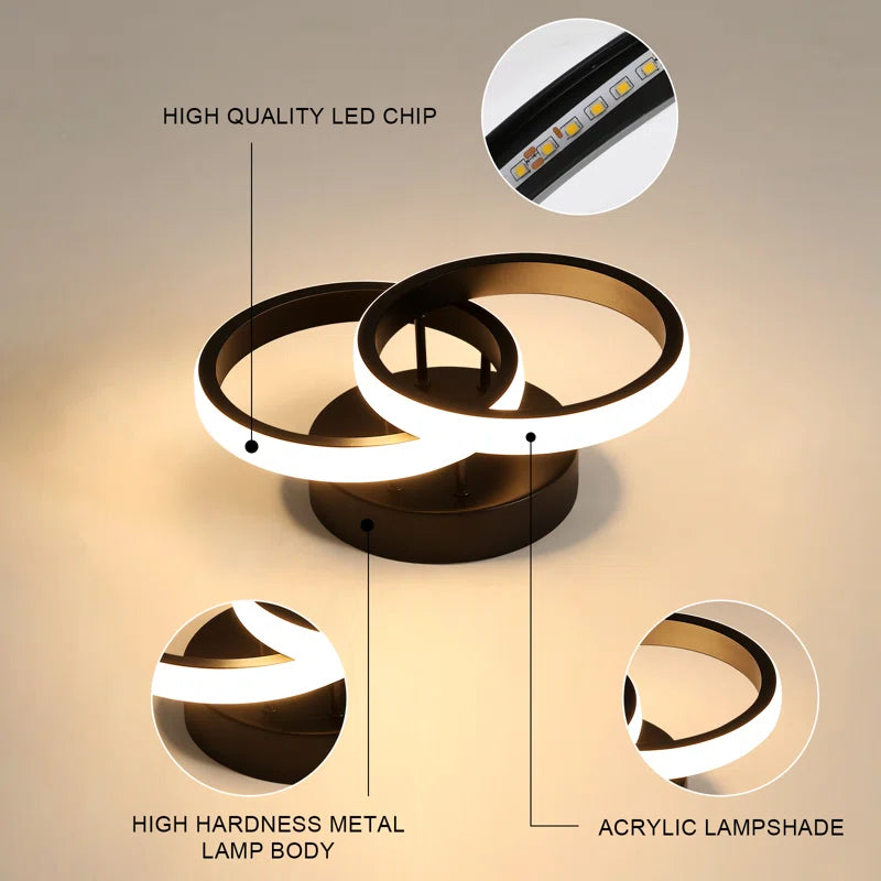 Verbrande 2-Light 25Cm LED Integrated Semi Flush Mount