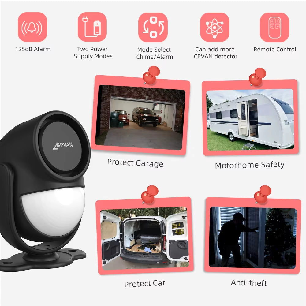 Wireless 433Mhz Infrared Detector Motion Sensor Alarm with Remote Control Home Security Burglar Motion Detector 125Db