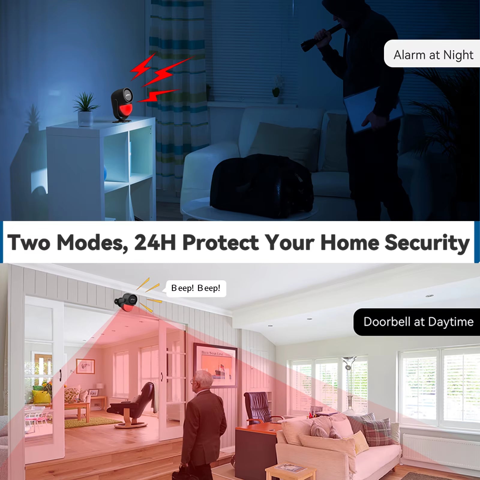 Wireless 433Mhz Infrared Detector Motion Sensor Alarm with Remote Control Home Security Burglar Motion Detector 125Db